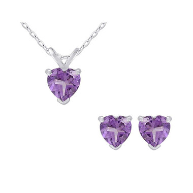 1.50 Carat (ctw) Amethyst Heart Earrings and Necklace Set product image