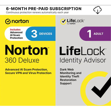 Norton 360 3 Device with LifeLock Identity Advisor & VPN product image