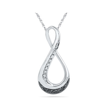 Black and White Diamond Infinity Necklace in Sterling Silver product image