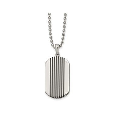 Mens Stainless Steel Black Stripes Dogtag Necklace product image