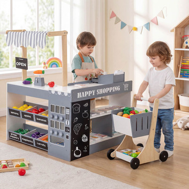 Kids Grocery Store Playset with Play Food and Cart product image