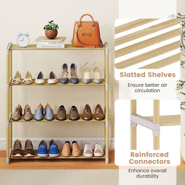 3/4-Tier Solid Wood Shoe Shelf Stand with Slatted Shelves product image
