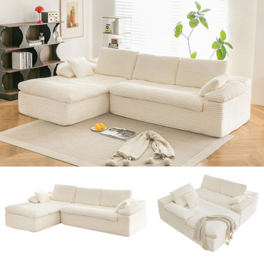 110" L-Shaped Modular Sectional Sofa with Fluffy Cushions product image