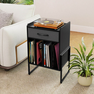 Record Player Turntable Stand with 4 Vinyl Compartments product image