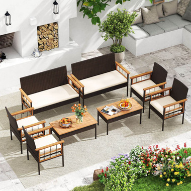 8-Piece Wicker Furniture Set with Coffee Table product image