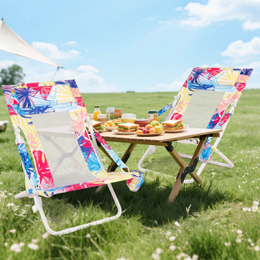 Folding Low Beach Chair with Removable Head Pillow (Set of 2) product image