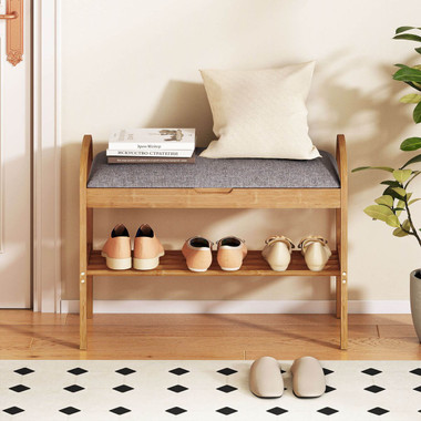 Bamboo Entryway Shoe Bench product image
