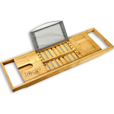 Tregini Luxury Bathtub Adjustable Bamboo Wood Tray product image
