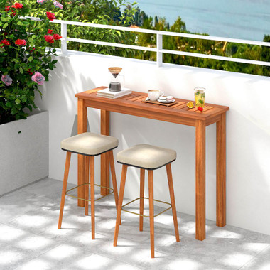 Outdoor Indoor Dining Table With Slatted Tabletop product image