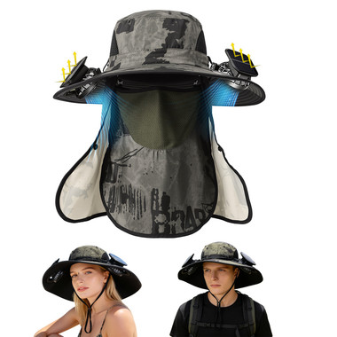Wide Brim Sun Hat with Dual Cooling Fans product image
