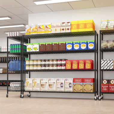 4-Tier Heavy Duty Wire Shelf Rack with Wheels product image