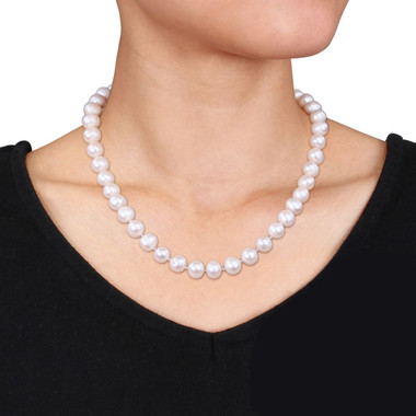  2-Piece Set 8-10mm Cultured Freshwater Pearl Strand Necklace and Stud Earrings product image