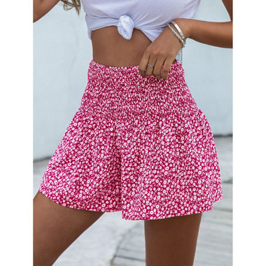 Women's Floral Print Shirred Wide Leg Shorts product image
