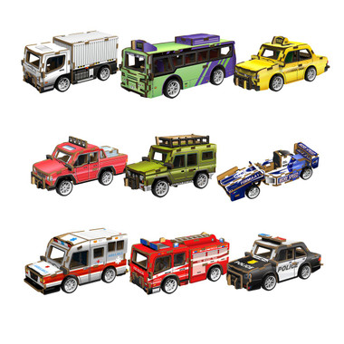 DIY 3D Movable Wooden Puzzles Vehicles Toy (3-Pack) product image