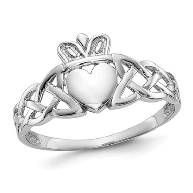 Men's Claddagh Ring in 14K White Gold product image