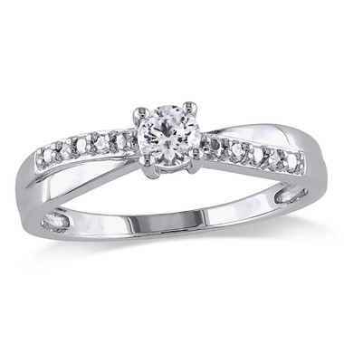 1/3 Carat (ctw) Lab-Created White Sapphire Ring with Diamonds in Sterling Silver product image