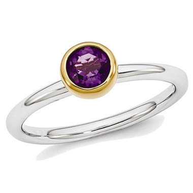 2/5 Carat Amethyst Solitaire Ring (ctw)  in Sterling Silver with Gold Plating product image