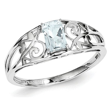 1/2 Carat (ctw) Emerald-Cut Aquamarine Ring in Sterling Silver product image