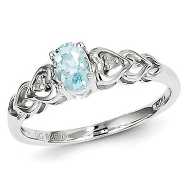 2/5 Carat (ctw) Aquamarine Heart Promise Ring in Sterling Silver product image