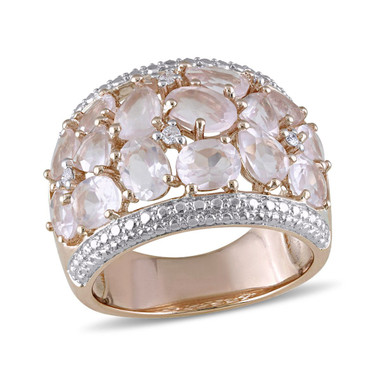 6.0 Carat (ctw) Synthetic Rose Pink Quartz Ring in Rose-Plated Sterling Silver product image