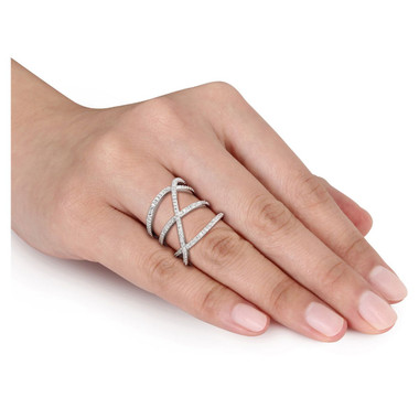Diamond Crossover Fashion Cocktail Ring 1/5 Carat Diamond in Sterling Silver product image
