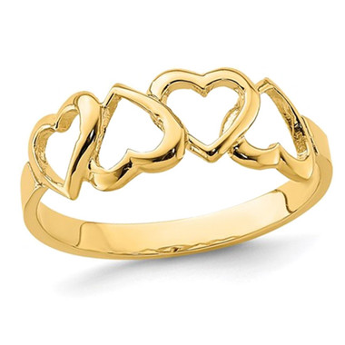 14K Yellow Gold High Polished Heart Promise Ring product image