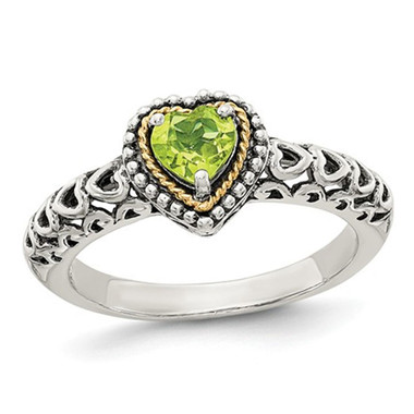 Natural Peridot 5mm Heart Ring in Sterling Silver product image
