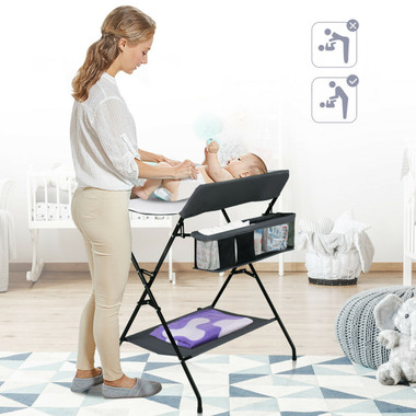 Infant Changing Table with Side Basket and Bottom Shelf product image