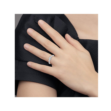 1.00 Carat Lab Grown Diamond Three-Stone Engagement Ring in 14K White Gold product image