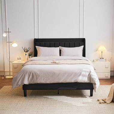 Upholstered Platform Queen Bed Frame with Headboard product image