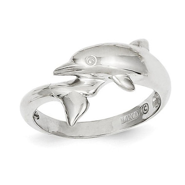 Ladies 14K White Gold Polished Dolphin Ring (Size 7) product image