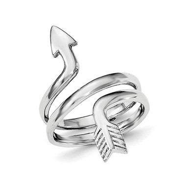 Ladies Sterling Silver Rhodium Plated Arrow Wrap Ring (Size 7) product image