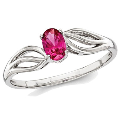 1/2 Carat (ctw) Lab-Created Ruby Ring in Rhodium-Plated Sterling Silver product image
