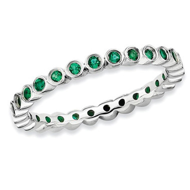 Created Green Emerald Eternity Ring 2/5 Carat (ctw) in Sterling Silver product image