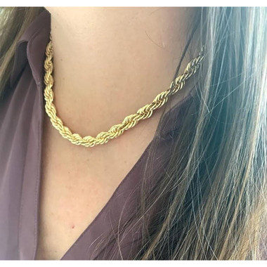 10K Solid Yellow Gold 6mm Rope Chain Necklace product image