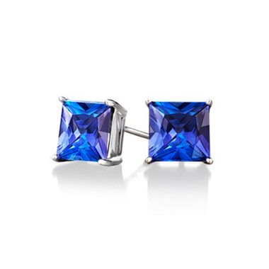 14K White Gold Plated Square Crystal Stud Earrings product image