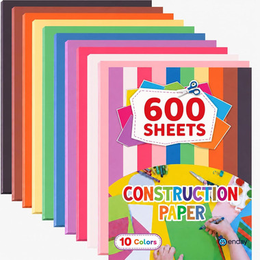 Enday Assorted Colors Construction Paper (300 or 600 Sheets) product image
