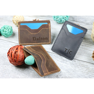Personalized Minimalist Leather Card Wallet product image