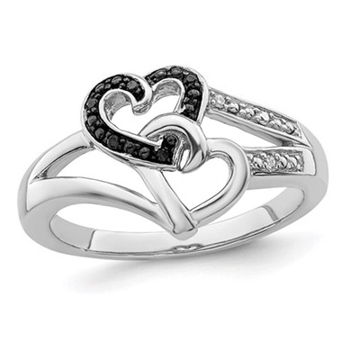 Black and White Diamond Accent Heart Promise Ring in Sterling Silver product image