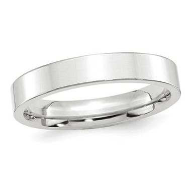 Men's 10K White Gold 4mm Flat Comfort Fit Wedding Band Ring product image