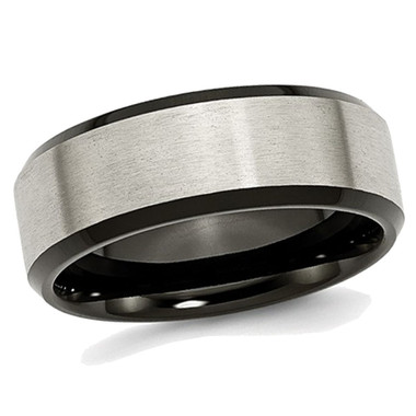 8mm Men's Titanium Brushed Wedding Band Ring with Beveled Edge product image
