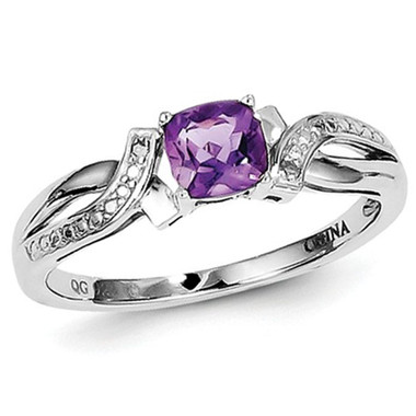 Women's Solitaire Rhodium Plated Sterling Silver Amethyst Ring 1/2 Carat (ctw) product image