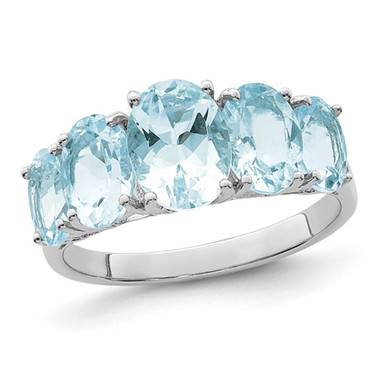 3.00 Carat (ctw) Light Aquamarine Five Stone Ring in Sterling Silver product image