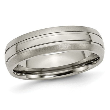 6mm Men's Chisel Titanium Grooved and Brushed Wedding Band Ring product image