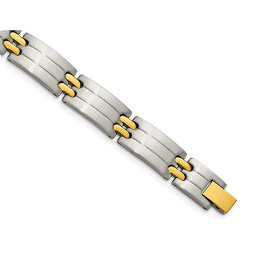 Men's Stainless Steel Bracelet with 24K Gold Plating (8.75 Inch) product image