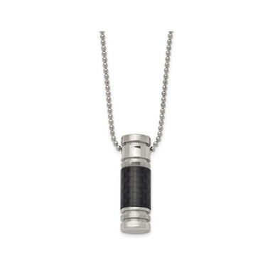 Men's Stainless Steel Carbon Fiber Pendant Necklace with Chain product image