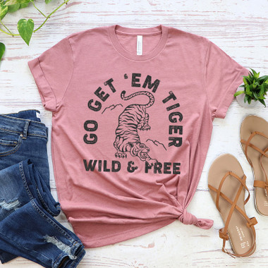 'Go Get 'Em, Tiger, Wild & Free' with Tiger Graphic Tee product image