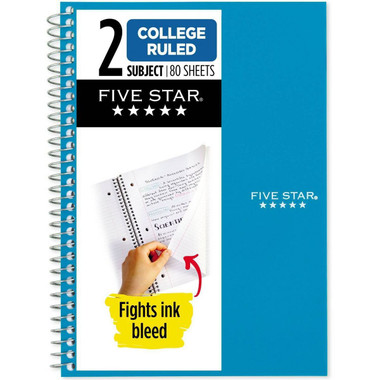 Five Star 80PG 2 Subject College Ruled Notebook product image