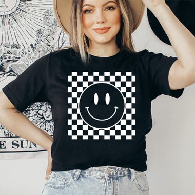 Checkered Smiley Graphic Tee product image