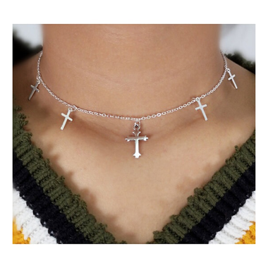 Sterling Silver Cross Lariat Necklace product image